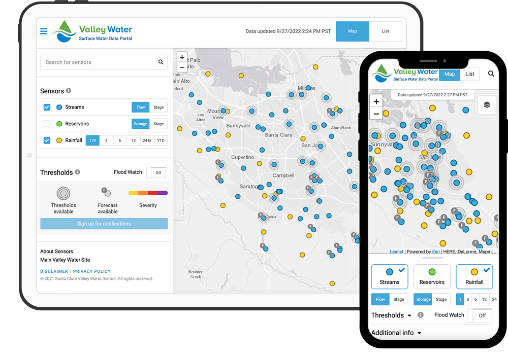 Tierra Plan Water Portals: Navigate robust water data from an intuitive map interface.