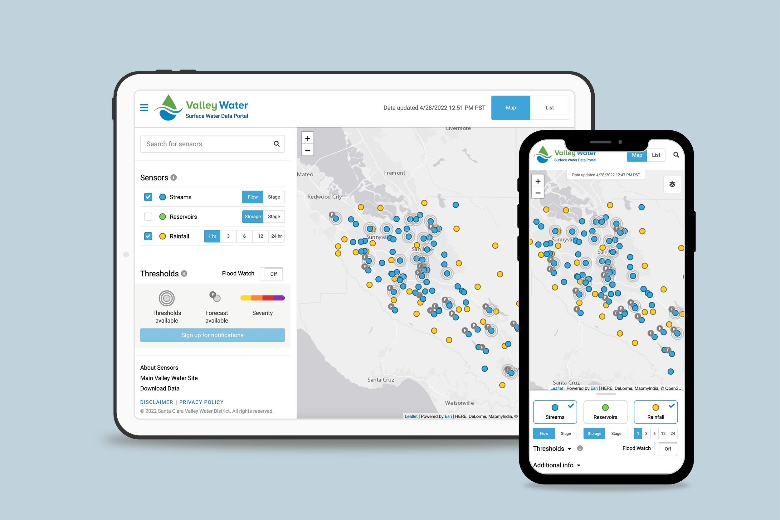 Valley Water Surface Water Data Portal by Tierra Plan